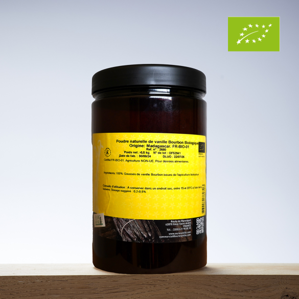 Poudre de vanille Bourbon BIO - 100% naturelle - 500g | Eurovanille