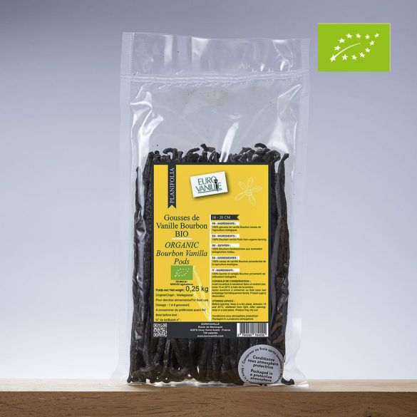 Organic Bourbon Vanilla Pods – 16–20 cm – 250g sachet  Eurovanille