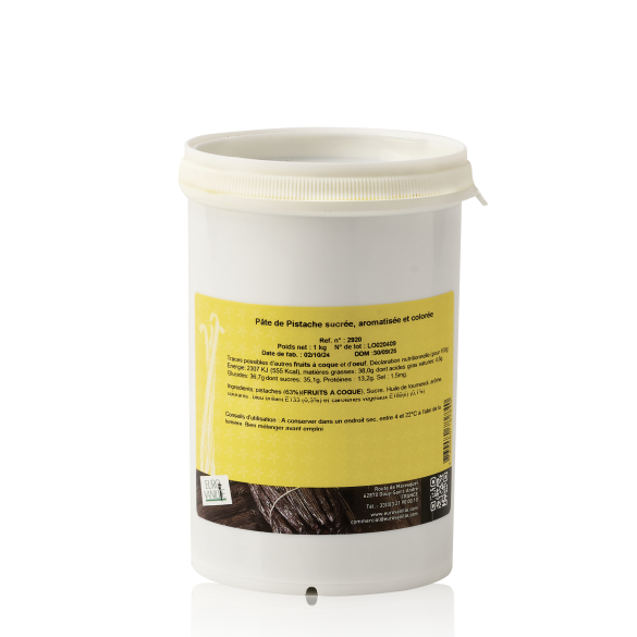 Pâte de Pistaches colorée sucrée aromatisée - 1Kg | Eurovanille