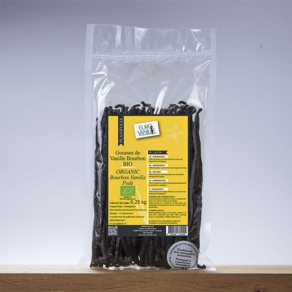 Baccelli di Vaniglia Bourbon BIO – 16-20 cm – Sacchetto da 250g | Eurovanille